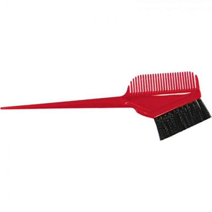 Кисть для окрашивания волос большая с гребнем TICO Professional красная (500005)